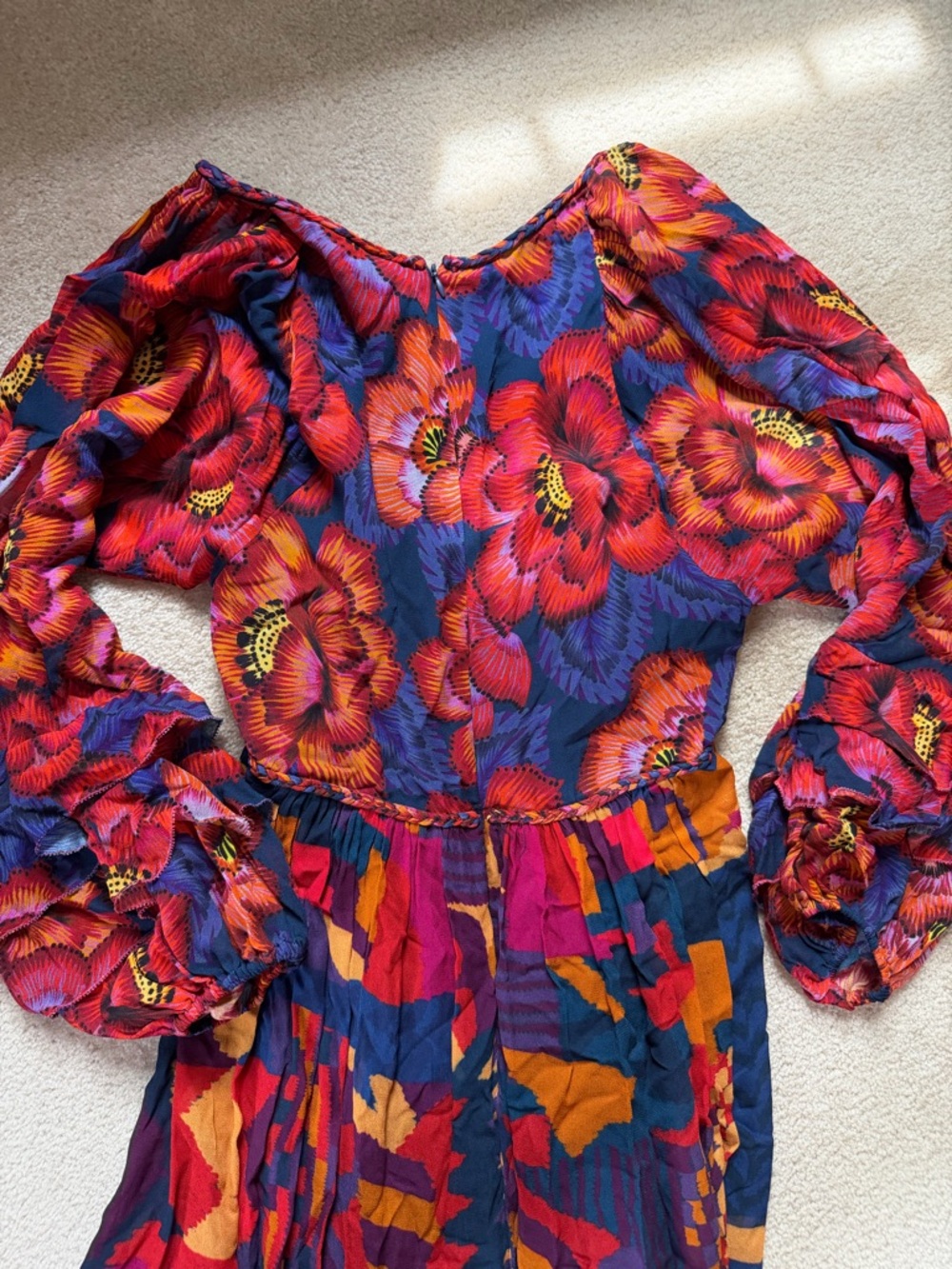 FARM Rio Multicolor Floral & Geometric Maxi Dress — Navy, Red, Yellow - Picture 3 of 3